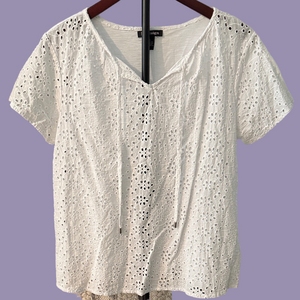Calvin Klein Women's White Eyelet Blouse